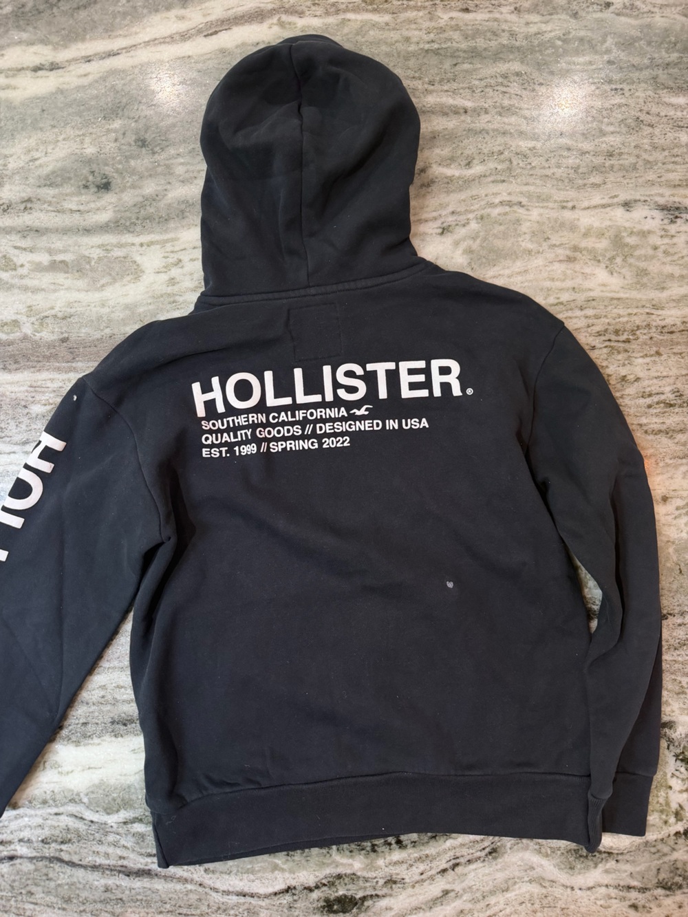 Hollister Black Crewneck Hoodie with White Logo